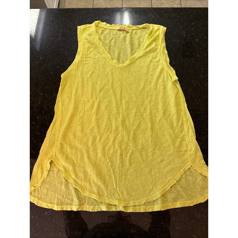 Fresh Produce Linen Jersey Tank Top Yellow Shirt Coverup Lightweight Tunic Sz M